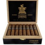 Open box of Guardian of the Farm Cerberus cigars, featuring their rich, dark wrappers and impeccable construction, offering a bold and flavorful smoking experience