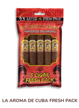 La Aroma de Cuba fresh-humidity pack-sealed pack of rated 93 cigars with gold band