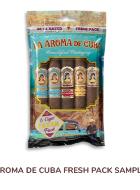 La Aroma de Cuba 93-95 Rated Fresh Pack premium cigars in a sealed pack