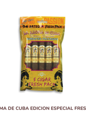 La aroma de cuba special edition fresh-humidity pack-sealed pack of limited-edition cigars with gold and red branding color