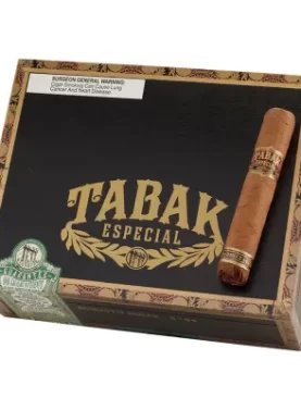 Tabak Especial Dulce single cigar resting on a closed box