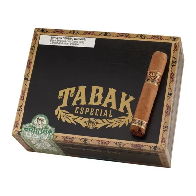 Tabak Especial Dulce single cigar resting on a closed box