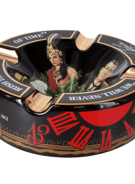 Arturo Fuente Ceramic Hands of Time Ashtray in black, featuring the iconic logo and hourglass design.