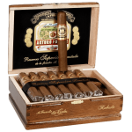 Open box of Arturo Fuente Don Carlos cigars with dark Cameroon wrappers and red-and-gold bands displayed in a cedar-lined presentation.