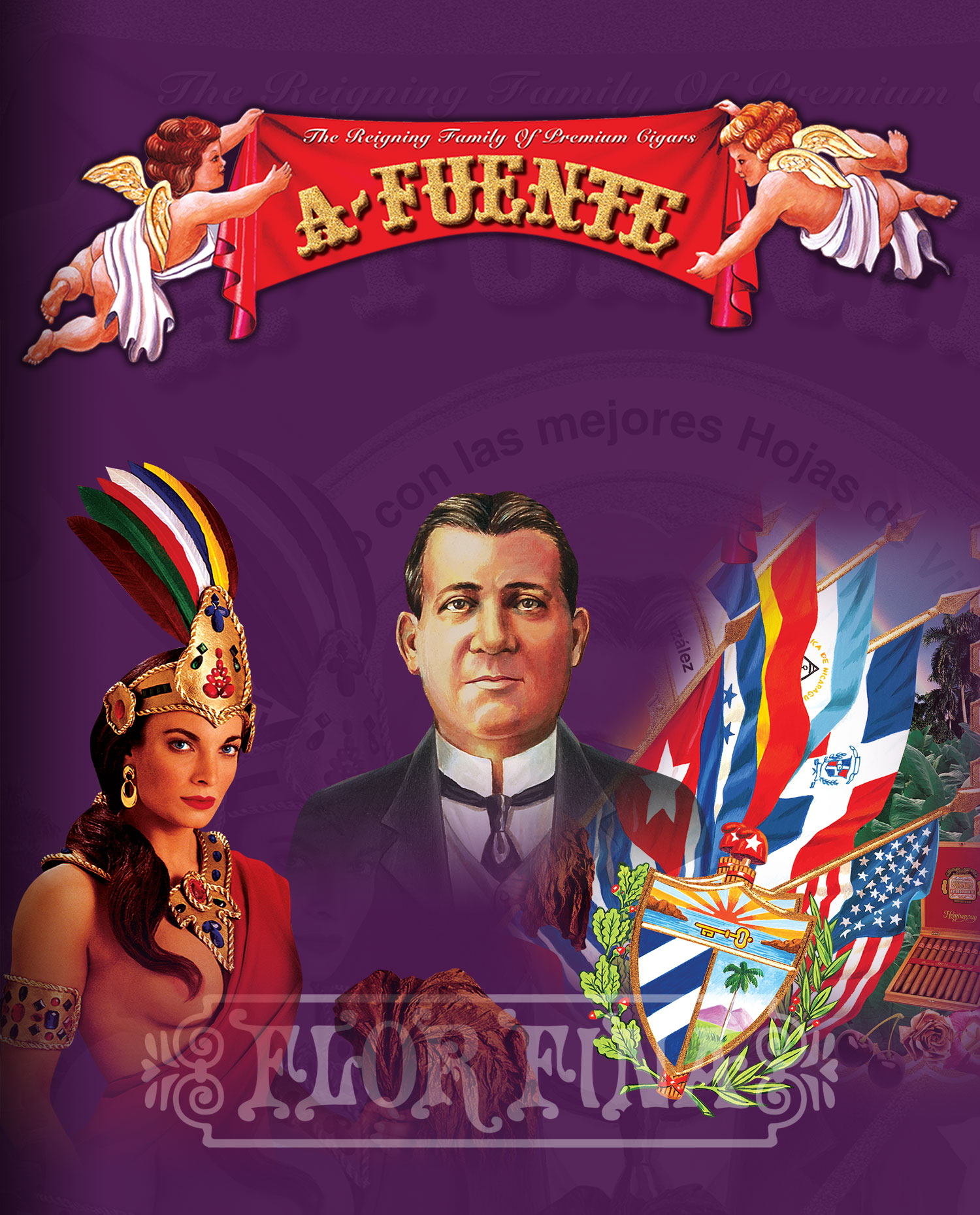 Arturo Fuente Gran Reserva logo featuring ornate red and gold crest with stylized initials and decorative flourishes.