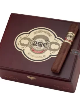 Single Casa Magna Colorado cigar resting on a closed box with bold branding
