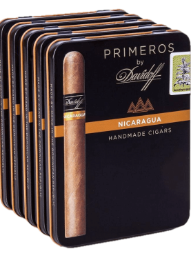 Davidoff Primeros Nicaragua 6-cigar pack with sleek black and gold packaging