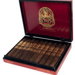 Open box of El Pulpo cigars by Artesano del Tabacco with dark, rich wrappers and ornate band