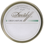Davidoff Green Mixture pipe tobacco tin featuring a mild aromatic blend of Virginia, Burley, and Black Cavendish.