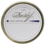 Davidoff Blue Mixture pipe tobacco tin featuring a smooth blend of Virginia, Burley, Latakia, and Oriental tobaccos.