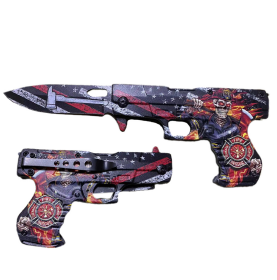 Handle Gun Style Knife - Skull pattern