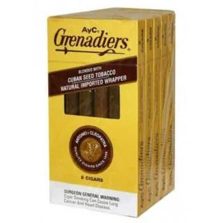 AYC Grenadiers 5-pack with six cigars per pack, arranged neatly in clear, branded packaging.
