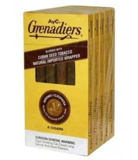 AYC Grenadiers 5-pack with six cigars per pack, arranged neatly in clear, branded packaging.