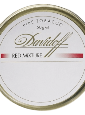 Davidoff Red Mixture pipe tobacco tin featuring a balanced aromatic blend of Virginia, Burley, and Oriental tobaccos.