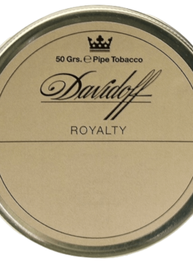 Davidoff Royalty pipe tobacco tin with a classic English blend of Virginia, Oriental, and Latakia tobaccos.