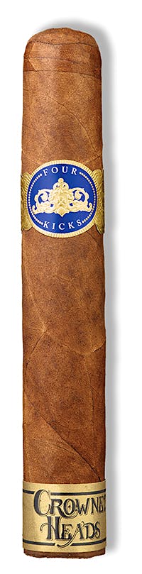 Single Four Kicks Capa Especial cigar with dark brown wrapper and blue-gold band