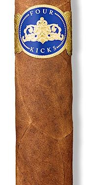 Single Four Kicks Capa Especial cigar with dark brown wrapper and blue-gold band