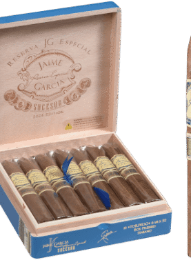 Jaime Garcia Sucesor single cigar with open box in background