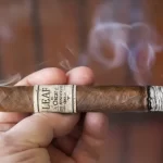Leaf by Oscar cigar lit with rich smoke and vibrant ash