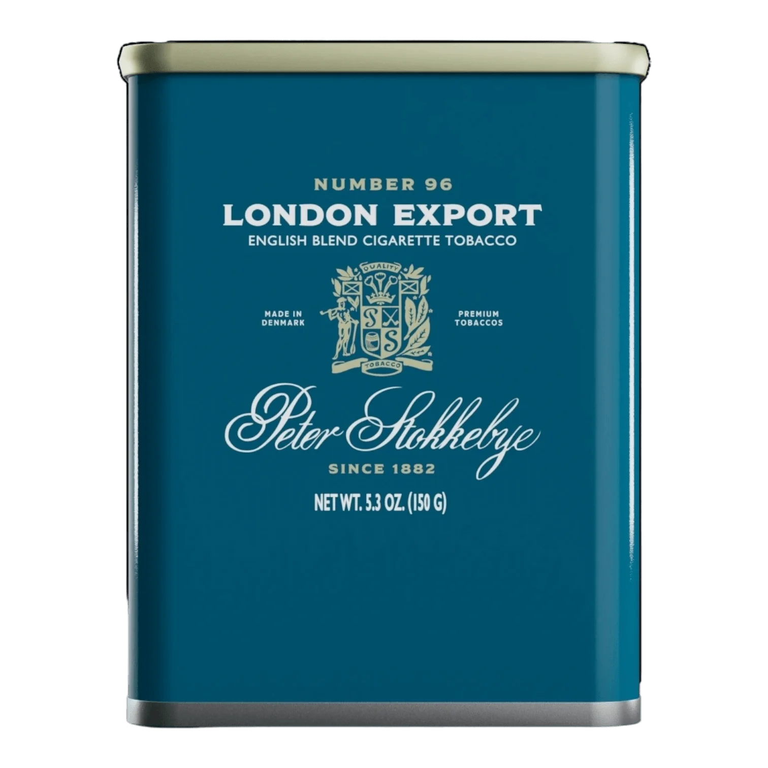 Package of Peter Stokkebye London Export roll-your-own tobacco with understated British-style branding.