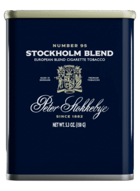 Package of Peter Stokkebye Stockholm Blend roll-your-own tobacco with refined Scandinavian design.