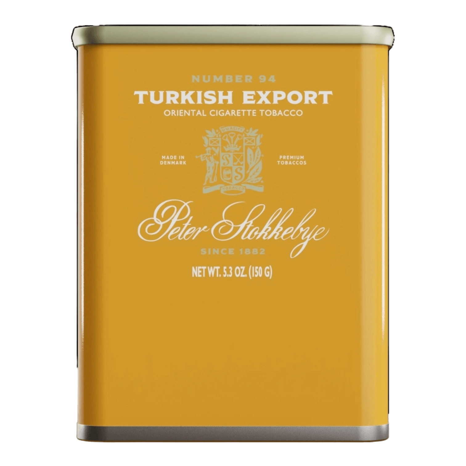 Package of Peter Stokkebye Turkish Export roll-your-own tobacco with classic design and fine-cut contents