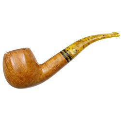 Savinelli Miele (626) bent apple pipe with honey-colored smooth finish, golden acrylic stem, and bee-themed accents.