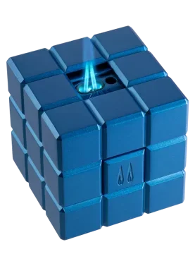 Colibri Heritage Cube Desk Lighter in brushed metal finish with angled ignition and bold cube design.
