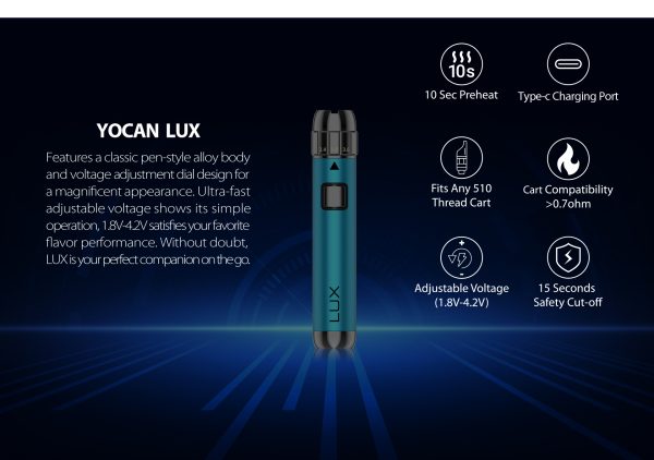 Yocan LUX 510 Threaded Vape Pen Battery - Image 3