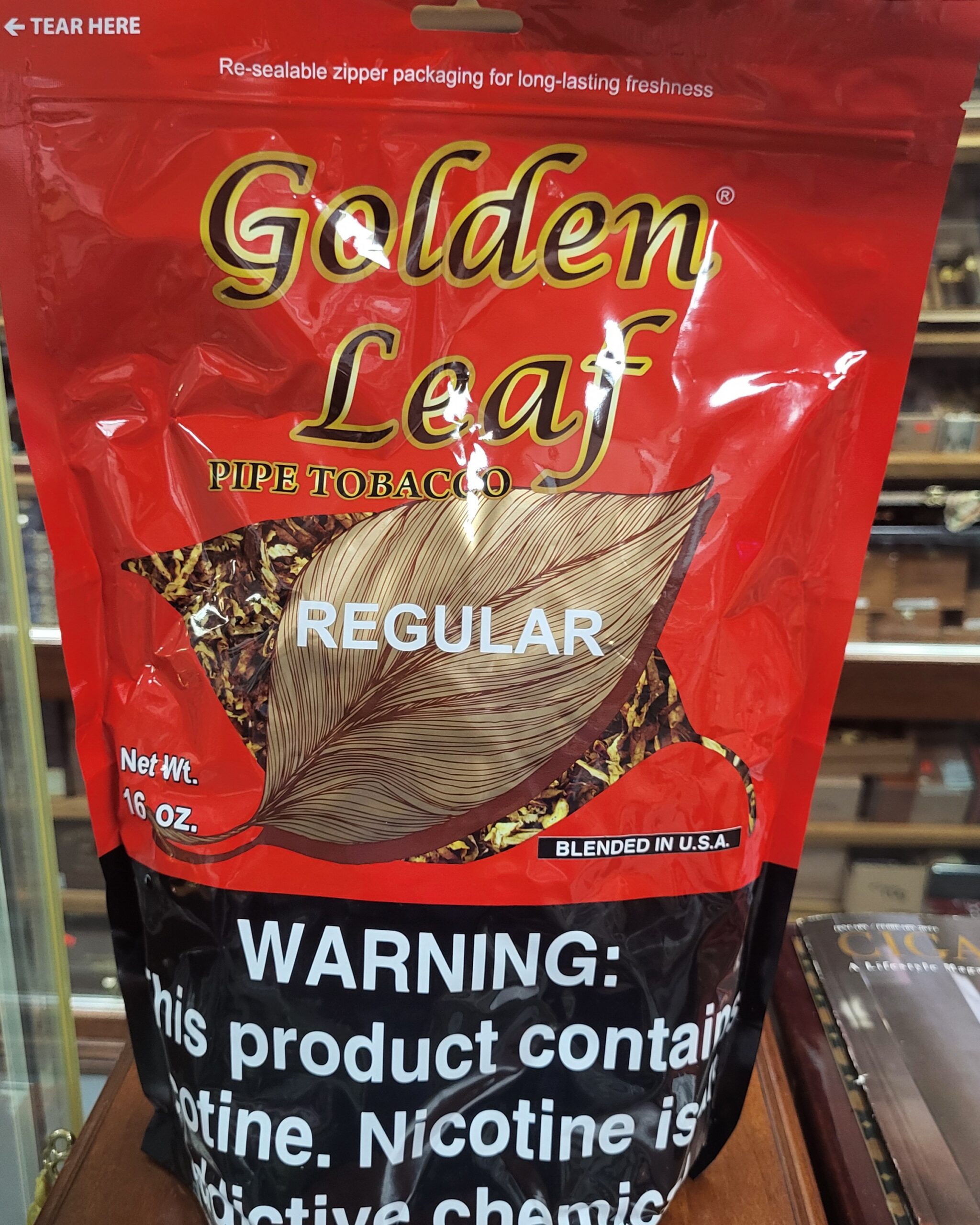 Golden Leaf Pipe Tobacco - 16 oz pouch with a rich, aromatic blend