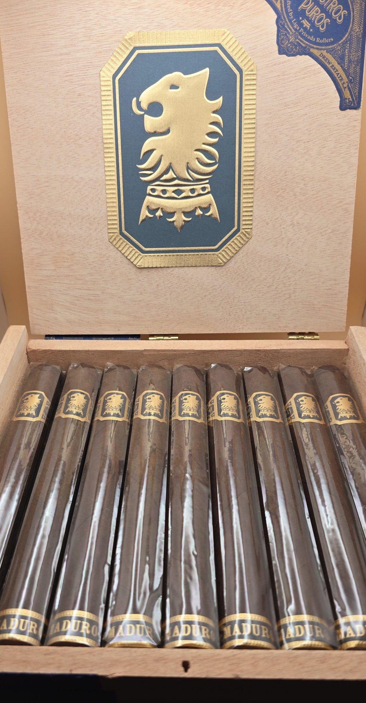 Open box of Undercrown Maduro cigars showcasing dark, oily wrappers
