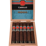 Open box of E.P. Carrillo Honduras cigars with smooth, brown wrappers