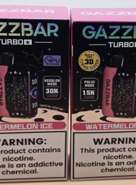 2 Pack Gazzbar Disposable Vape with 30,000 puffs, 28ml e-liquid, dual mesh coil, and 3D curved screen.