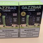 2 Pack Gazzbar Disposable Vape Sour Apple Ice flavor with 30,000 puffs, dual mesh coil, quick charge battery, and 3D curved screen.