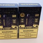 2 Pack Gazzbar Disposable Vape Sour Straw Slush flavor with 30,000 puffs, 28ml e-liquid, dual mesh coil, 800mAh quick-charge battery, and 3D curved screen.